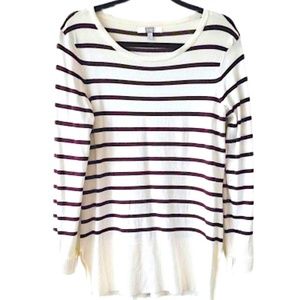 TAG Viscose Blend Ivory & Burgundy Striped Sweater size Large